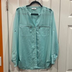 NWOT Calvin Klein Women's Teal Blouse size L